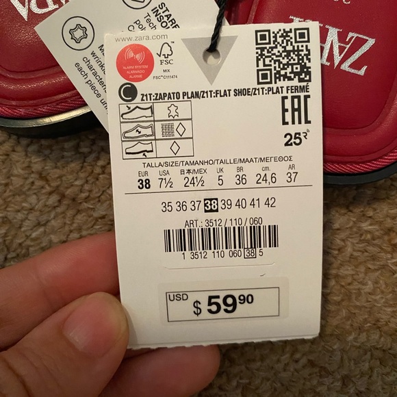 ZARA FLAT LEATHER MULES size 7.5 - Picture 8 of 8